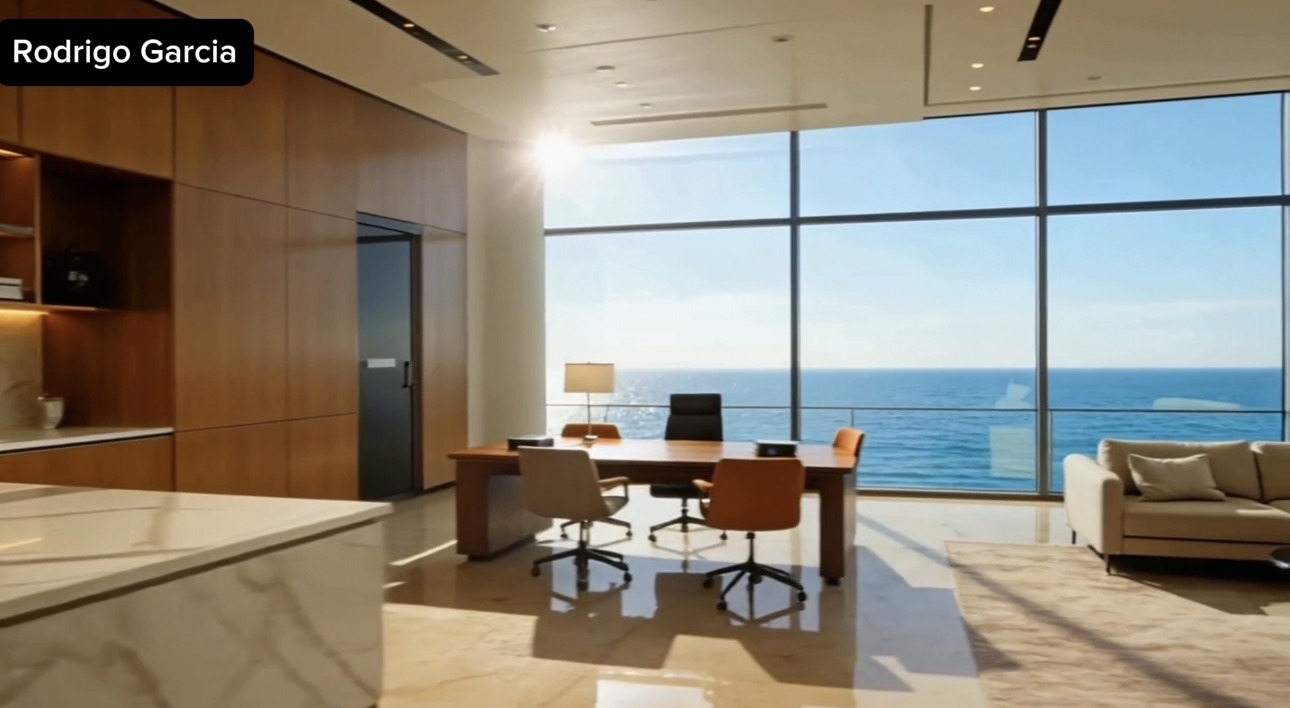 Sala de reunião com vista para o mar